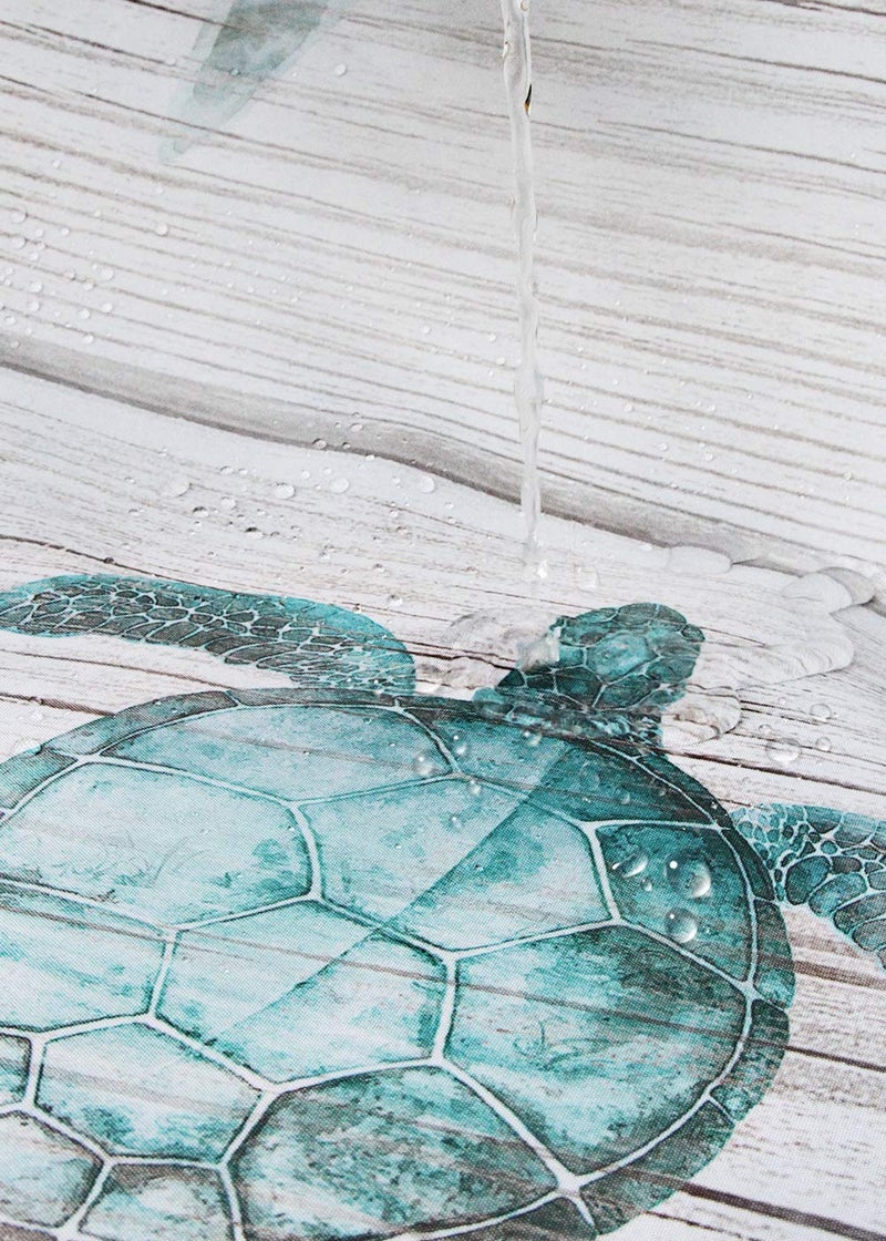 SUMGAR Blue Ocean Shower Curtains for Bathroom Stall Rv Coastal Beach Decoration Teal Sea Turtle Curtain Set with Hooks, 72 x 72 inch - Image 5